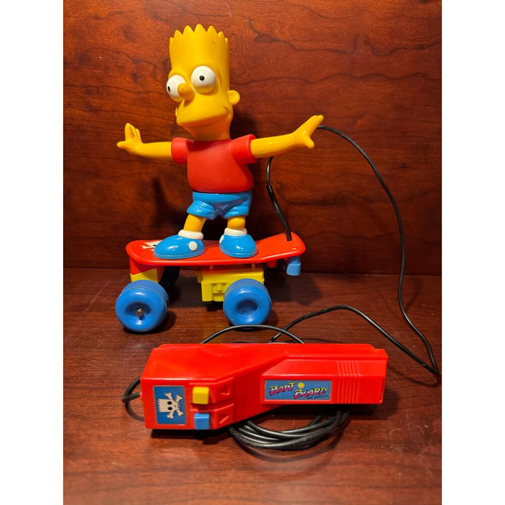 The Simpsons Bart Simpson Figure Remote Control Skateboard Toy Mattel 1990 Works